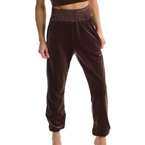 COMMANDO Velvet Smocked Jogger Sweatpants Purple Brown Medium M